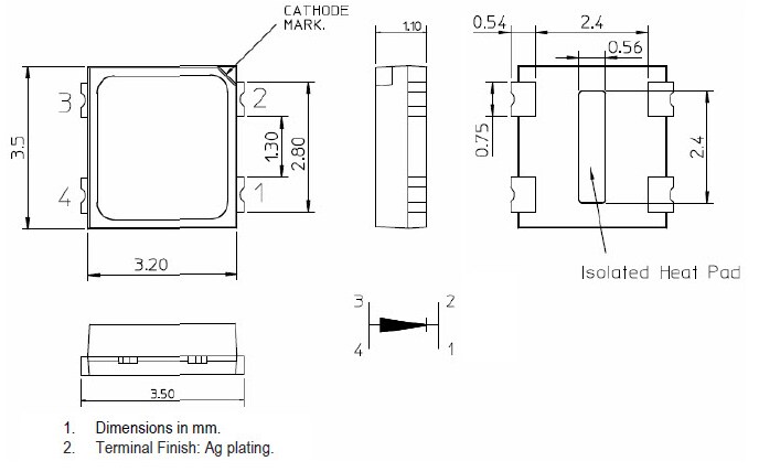 Mechanical Drawing - Broadcom TheiaLED Series Mechanical Drawing - Broadcom TheiaLED Series