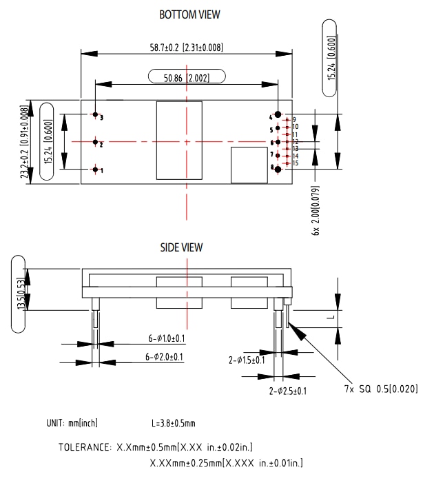 Mechanical Drawing - Artesyn Embedded Technologies ADO300 Series 300W 1/8 Brick DC-DC Converters Mechanical Drawing - Artesyn Embedded Technologies ADO300 Series 300W 1/8 Brick DC-DC Converters