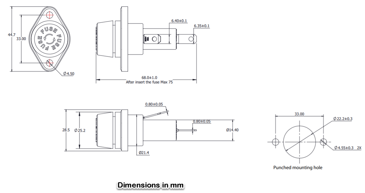 Mechanical Drawing - Eaton HPS Panel Mount Fuse Holders Mechanical Drawing - Eaton HPS Panel Mount Fuse Holders