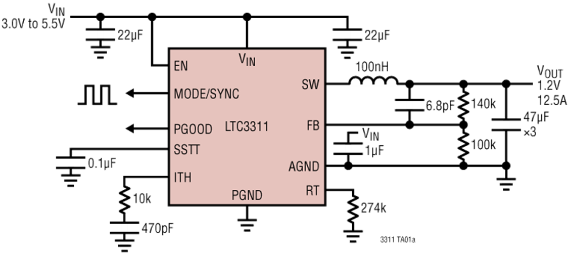 Application Circuit Diagram - Analog Devices Inc. LTC3311 & LTC3311S Step-Down Silent Switchers Application Circuit Diagram - Analog Devices Inc. LTC3311 & LTC3311S Step-Down Silent Switchers